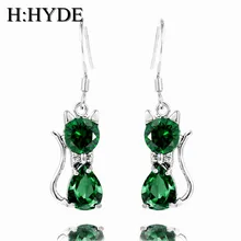 H: HYDE, 2 шт. = 1 пара, Длинные Серьги серебряного цвета, блестящая милая очаровательная подвеска котенок, серьги для женщин, серьги-гвоздики для подарка на Рождество