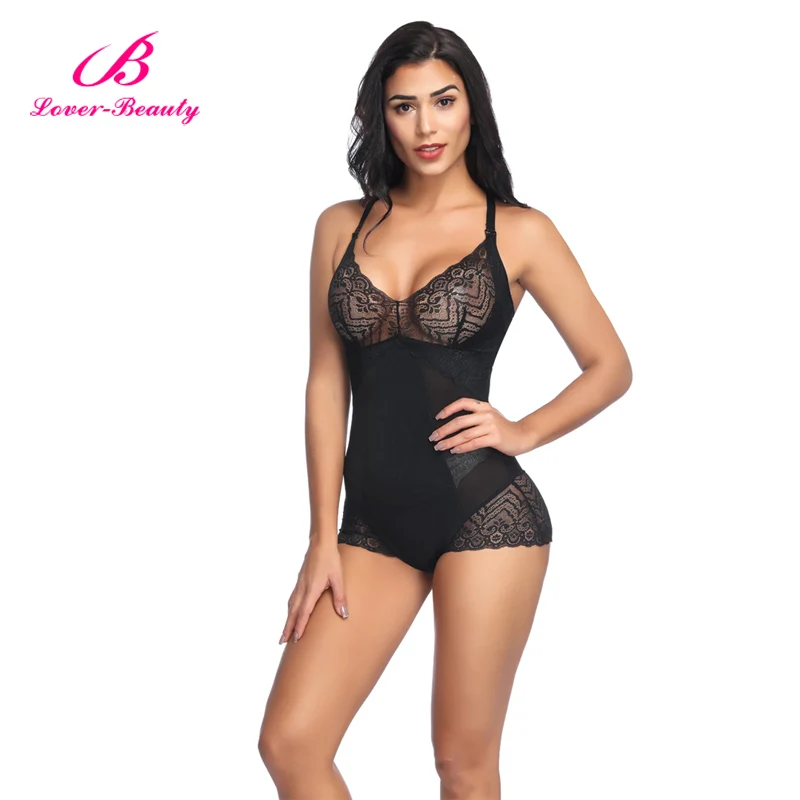 

Lover Beauty Women Sexy Lace Bodysuit Black Deep V-Neck Vintage Skinny Bodysuit Jumpsuits Comfortable Bodysuits A