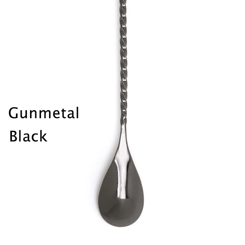 Высший сорт 304 из нержавеющей стали Gunmetal Black45cm барная ложка для напитков ложки для размешивания инструменты бармена палочка Коктейльная ложка мешалка
