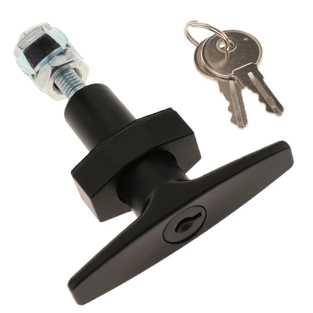 

1 Set T Handle Car Cabinet Door Lock & 2 Keys Stainless Steel For Trailers RV Toolbox Lock Etc 3.94x3.15 Inch
