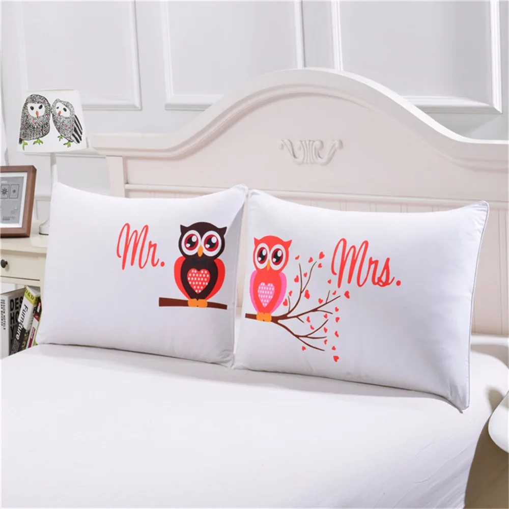 

Body Pillowcase Mr and Mrs Owls Romantic Pillow Case Valentine's Day Gift Home Textiles One Pair Lovers Pillowcases Suits