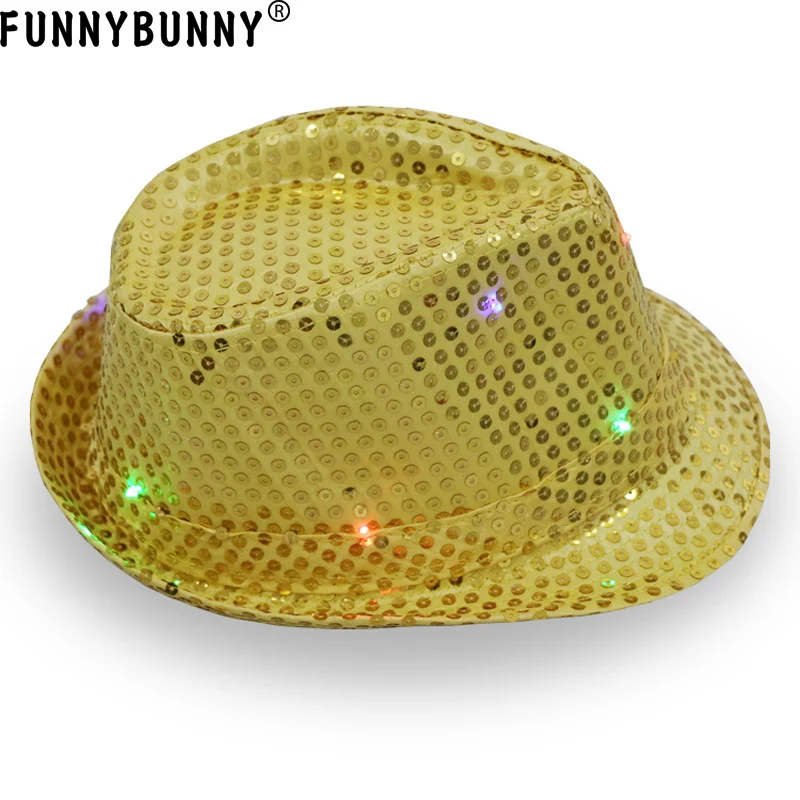 FUNNBUNNY 2 шт. дБ светодиодный фонарик Fedora Шляпа Унисекс красочные подходит для