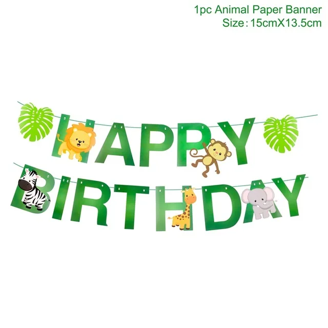 Зеленые шары пальмовый лист шары из латекса животный лес День рождения воздушный шар для вечеринки в стиле сафари Декор джунгли воздушные шары животные балон день рождения - Цвет: Banner  1