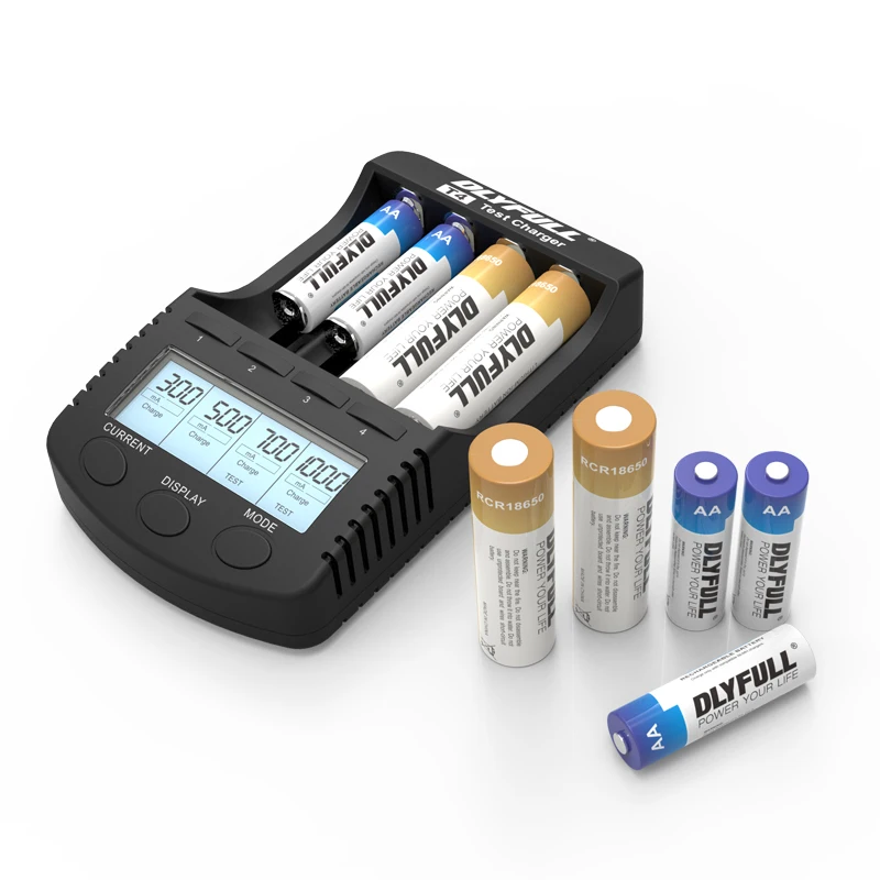 DLYFULL T4 18650 Charger USB Battery Charger AA AAA Smart LCD nimh nicd li ion charger battery 18650 cargador pilas aa aaa