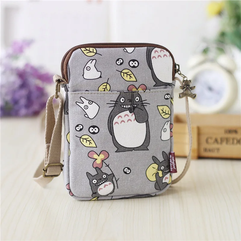 Женский кошелек из парусины с мультяшным принтом мини сумка для телефона Bolsa Carteira