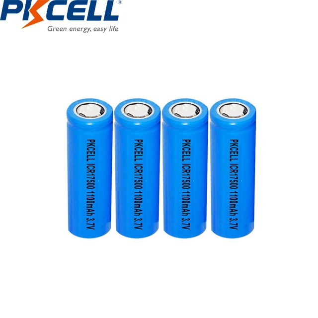 2pcs Pkcell Icr 17500 Battery 1100mah 3.7v Li-ion Rechargeable