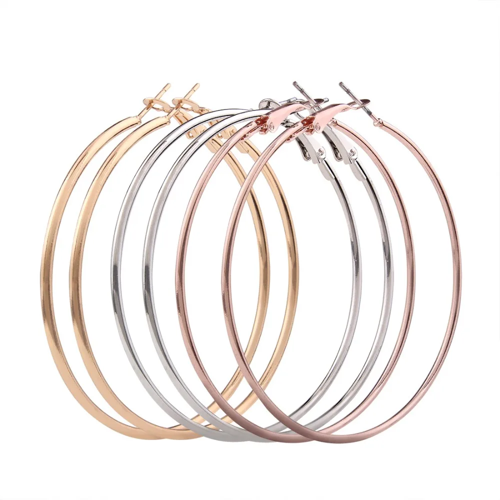 

LEADERBEADS Women's Hyperbole Minimalist Circle Hoop Earring Set Girl's Simple Punk Style Metal Brincos Jewelry Accessories Gift