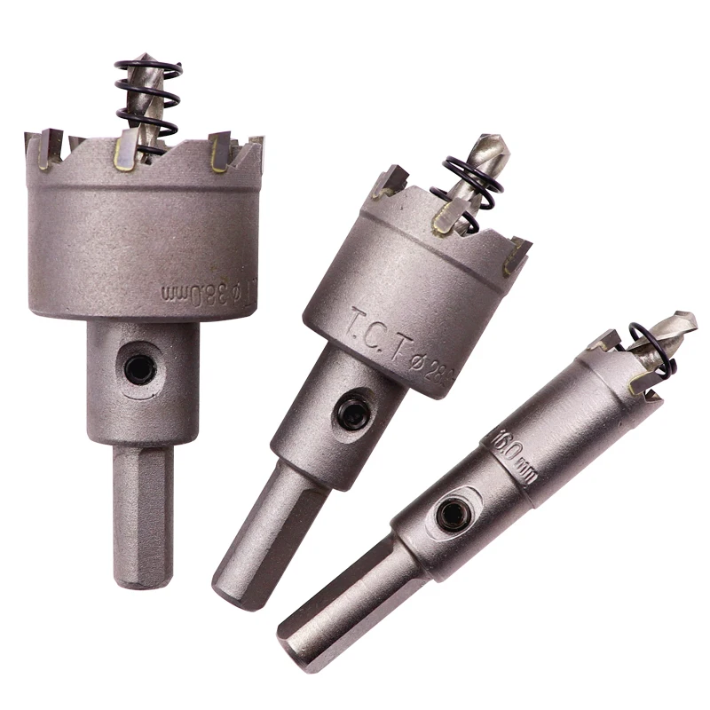 TCT Carbide Alloy Material HSS Drills Bit Hole Saw Set for Stainless Steel Cast Iron Panel Metal Alloy cutting tools 16-120mm