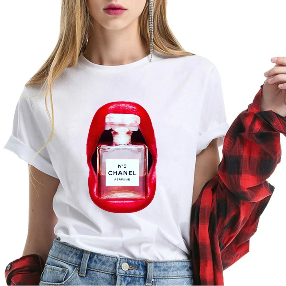 

Tumblr 100% Cotton Summer Tops Women Perfume T shirt Camisetas mujer Fashion Ladies O-neck Short Sleeve Koszule Damskie White