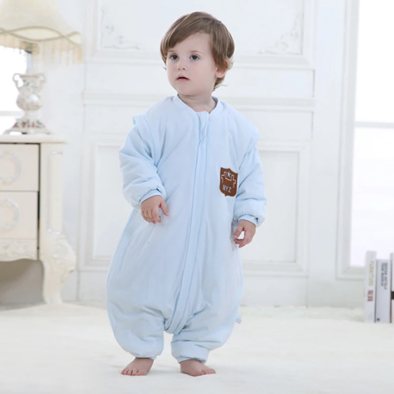 New Removable Sleeve Baby Clothing Autumn Winter Cotton Solid Sleepsack