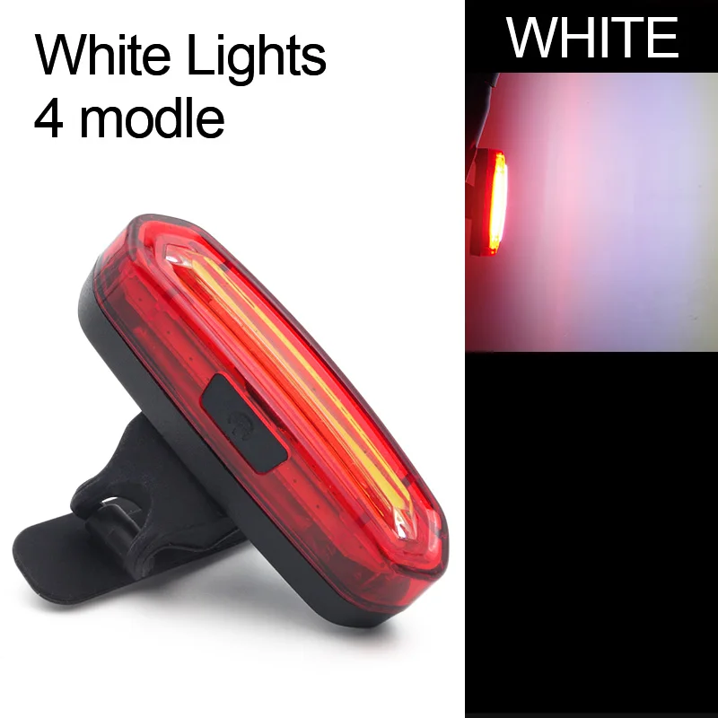 1 color white Велосипедный фонарь Водонепроницаемый USB зарядка красный светодиодный фонарь Горная дорога велосипед безопасность езда задние фонари аксессуары сигнальные огни - Цвет: 1 color white