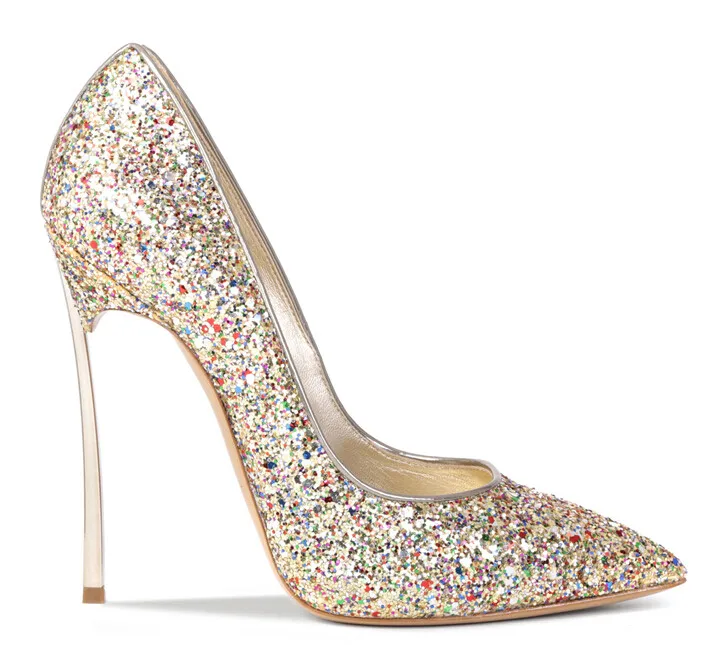 

2015 sexy womens shoes metal heel sequined shoes pumps,womans summer 10CM high heels pointed toe wedding bridal shoes size 33-43