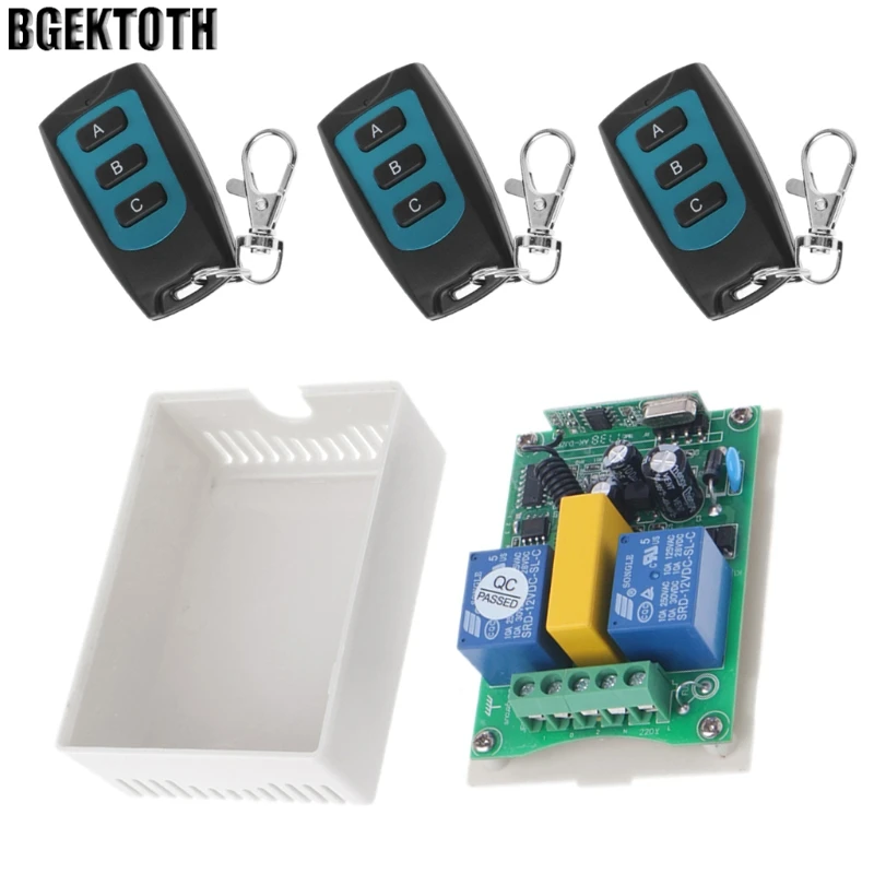 

2018 High Quality BGEKTOTH AC 220V 2 CH RF Relay Wireless Remote Control Switch 1 Receiver + 3 Transmitter