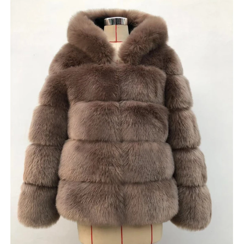 ZADORIN 2018 Winter Thick Warm Faux Fur Coat Women Plus Size Hooded Long Sleeve Faux Fur Jacket Luxury Winter Fur Coats bontjas