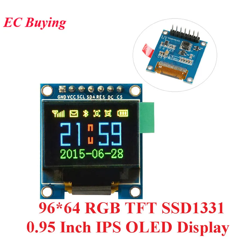 

0.95 Inch IPS OLED Display Module 96*64 RGB TFT for Arduino SSD1331 LCD Board SPI Full Color HD OLED 7pin DIY