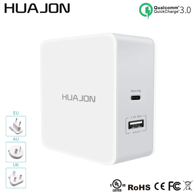 HUAJON Power Delivery Wall Charge USB C Quick Charge QC3.0