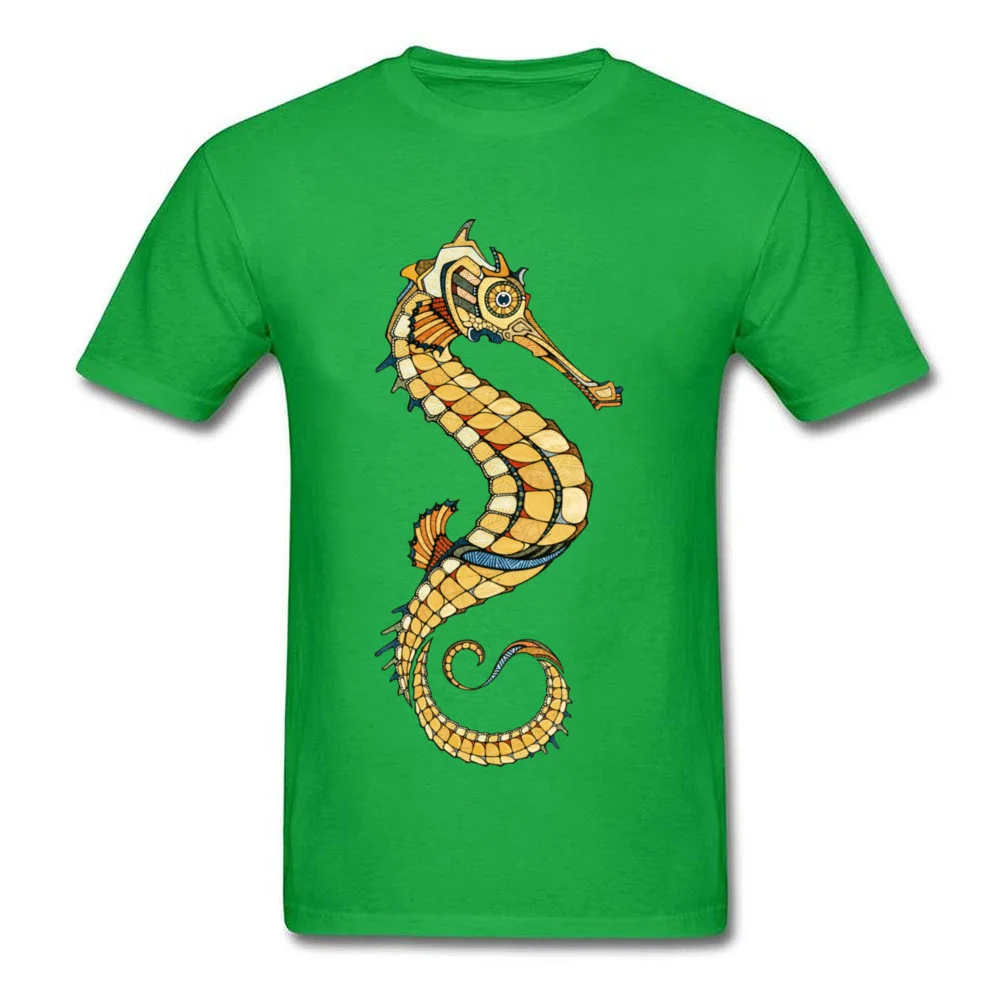 100% Cotton Men Short Sleeve Seahorse Tshirts Fitness Tight Tops T Shirt Rife Custom Crew Neck Sweatshirts Free Shipping Seahorse green