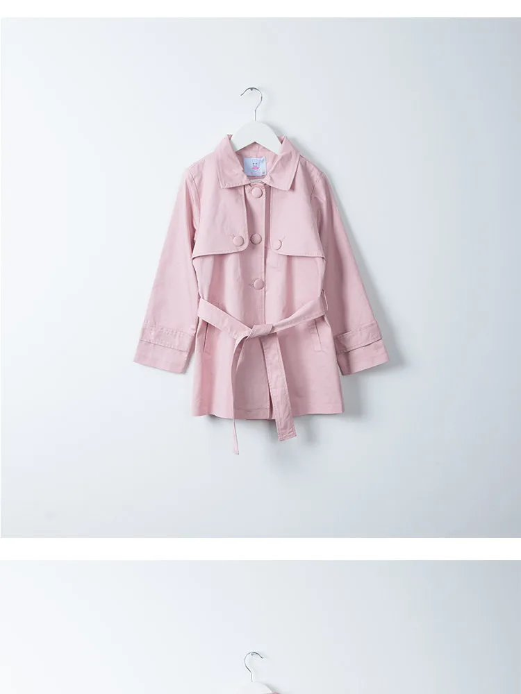 Весенне-осенний Тренч для девочек, изящная куртка и пальто для подростков, многоярусные саше, розовая, серая, хлопковая одежда для больших девочек г., брендовая одежда