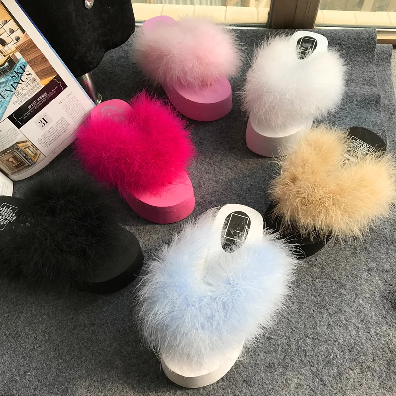 

2018 Woman Flip Flop Woman Sandals Wedges Platform Summer Beach Outdoor Fashion Slipper Fur Colorful Shoes Chaussures Femmes