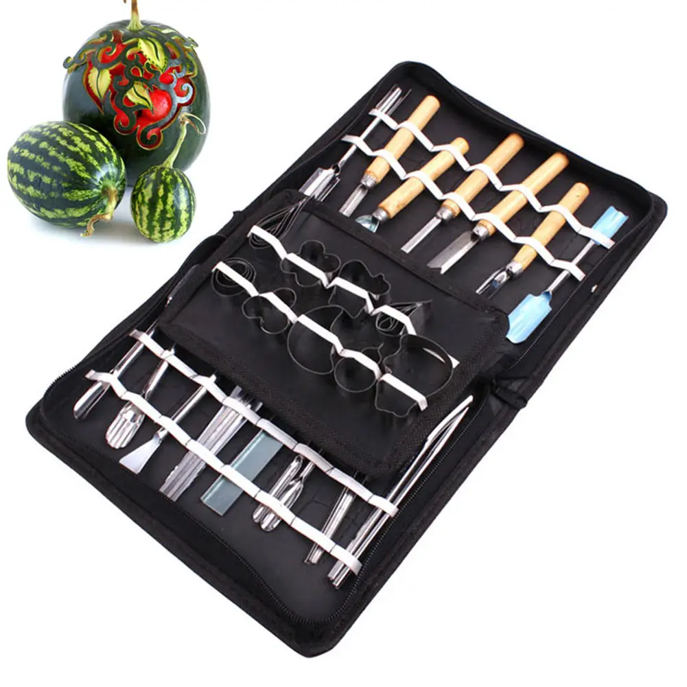 

46 Pcs Vegetable Fruit Carving Tool Stainless Steel Watermelon Cutting Slicing DIY Assorted Cold Dishes Tools CLH@8