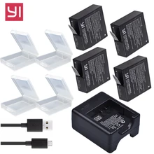 4x 1400mAh Yi 4K Original AZ16-1 Battery For Xiaomi YI lite YI 2 4K+ 360 VR Battery + USB Dual Charger Xiaoyi 4K Action Camera original yi 4k plus action camera 2 19 ambarella h2 for sony imx377 12mp 155 degree 4k ultra hd yi 4k sports action camera