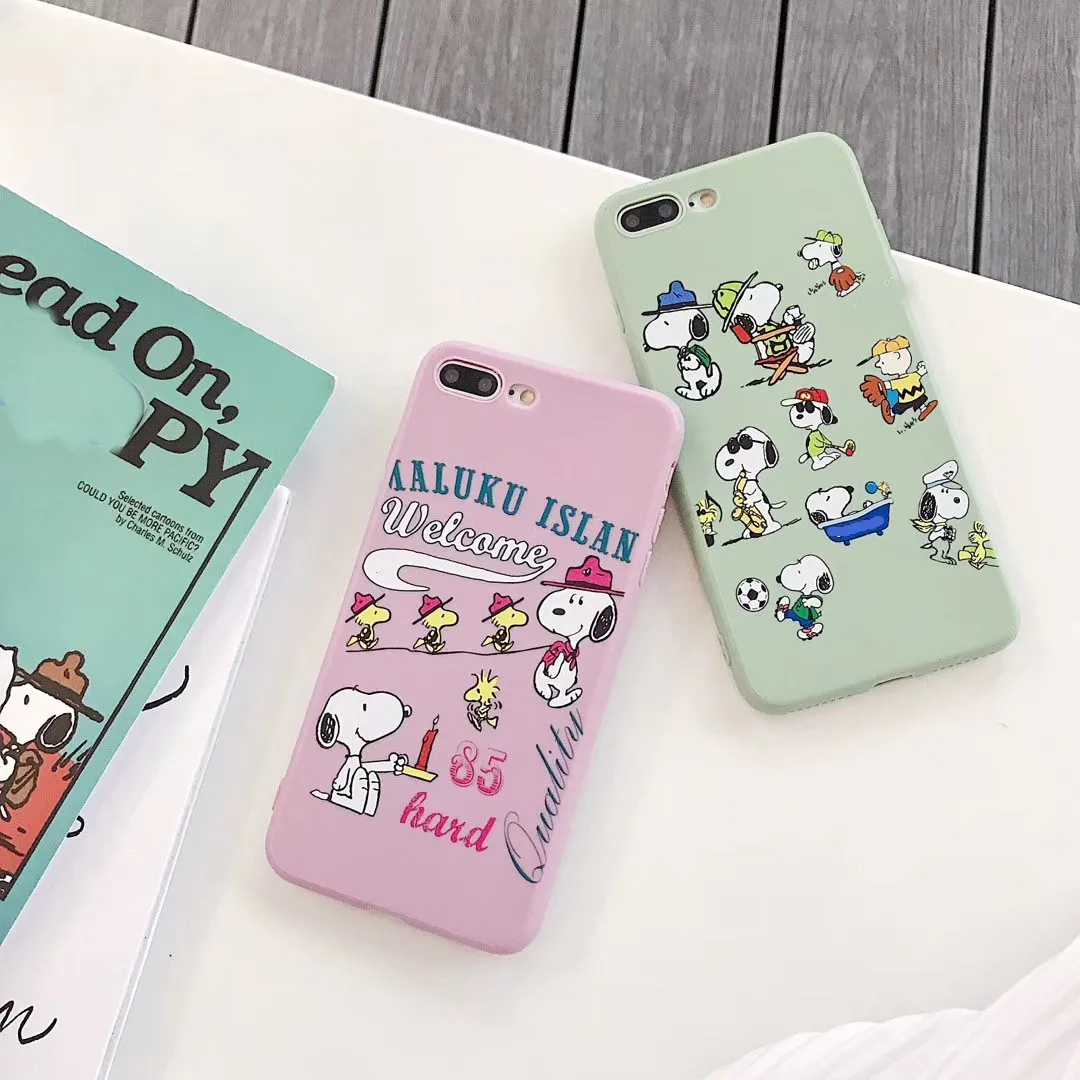 

Japan Happy Family Charlie Brown Lucy cover case for iphone XR X XS MAX 7 8 6S plus Cute Dog Cartoon PEANUTS Soft Back cover
