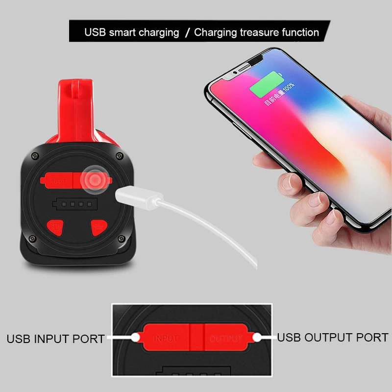 USB Перезаряжаемый фонарик для зарядки на дальнем расстоянии 2000 супер яркий Многофункциональный ксеноновый портативный прожектор для наружного кемпинга