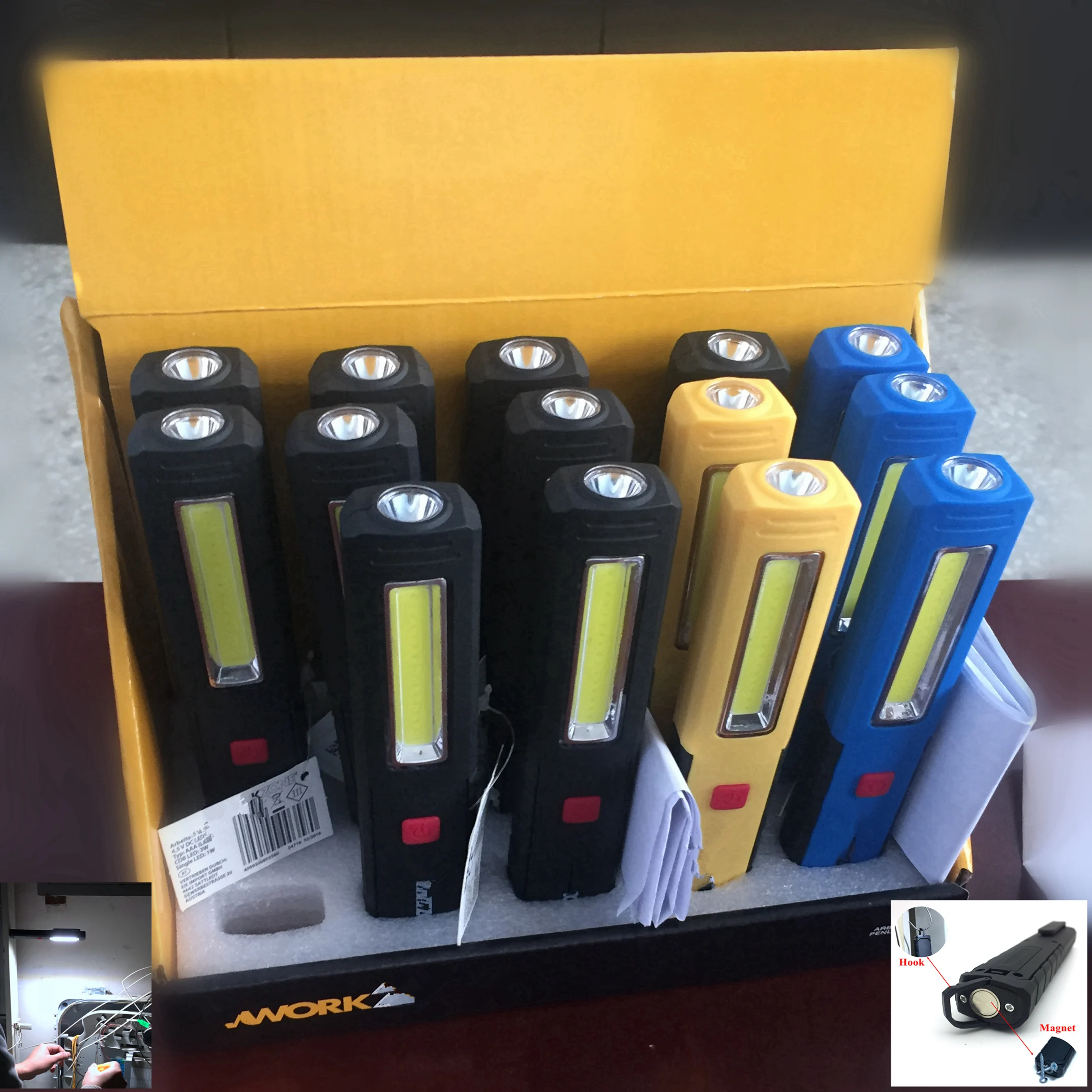 Mingray New Aldi Led Work Light Aaa Battery Magnetic Hook Adjustable Garage Lamp 5w Cob Car Repair Powerful Flashlight Flashlights Aliexpress 