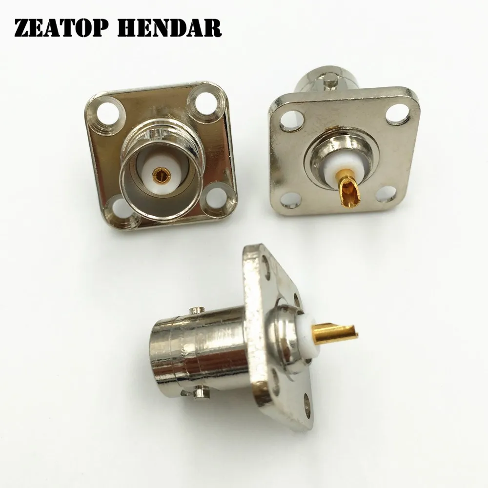 5Pcs Brass BNC Female Jack Socket 4 hole Panel Mount RF Coaxial