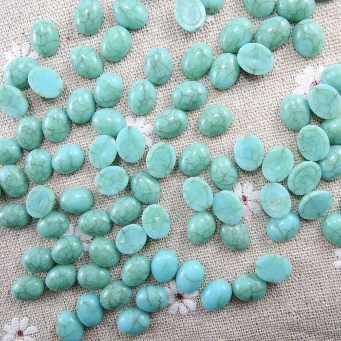 Wholesale 10mm 100pcs Blue Oval Half Flat Back Beads Diy Jewelry