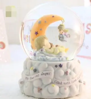 

free shipping My girl snowflake crystal ball music box luminous moon