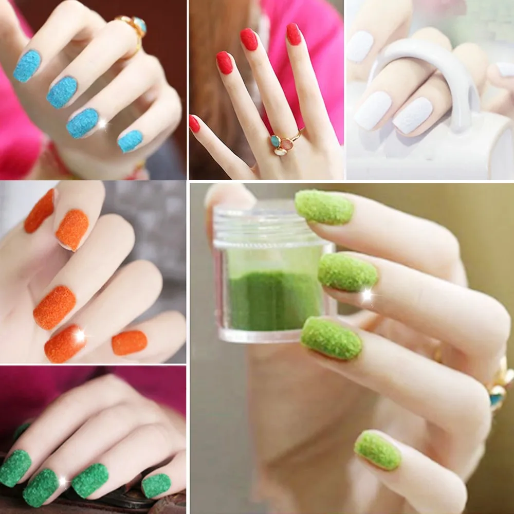

10g Fuzzy Flocking Colorful Dust For Manicure DIY Nail Art Tips Christmas Decoration 10 Colors Velvet Nail Glitter Powder