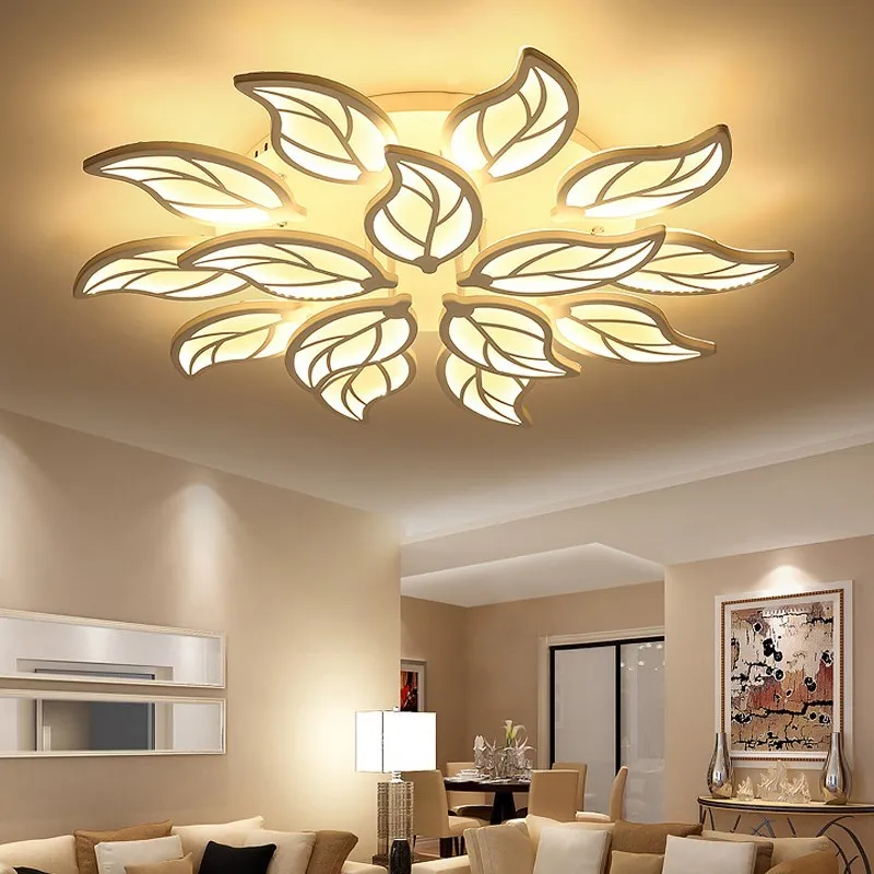 Дизайн, акриловые листья, светодиодные потолочные светильники для гостиной, кабинета, спальни, лампе, плафон avize, внутренний потолочный светильник, диаметр 53 см
