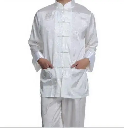 Wholesale Free Shipping New 5 colour Chinese men's Dress silk kung fu tang suit pajamas SZ: M L XL 2XL 3XL Hot Selling mens pajama shorts set Pajama Sets
