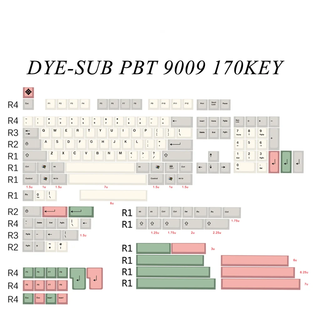 9009 colorway 169 Вишневый профиль краситель Sub Keycap набор Толстая PBT пластиковая клавиатура gh60 xd60 xd84 cospad tada68 rs96 zz96 87 104 660