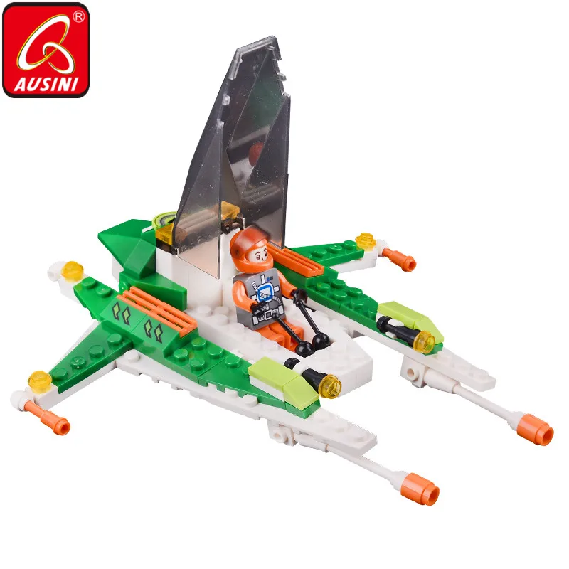 

AUSINI Military Fighter Mini Figure Blocks Bricks Star Wars Naves Espaciales Boys Spaceship Model Building Set Toys for Children