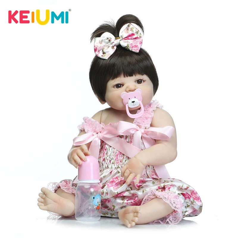 

KEIUMI 23" 57cm bebe Reborn Baby Dolls Full Body Soft Silicone Girl Princess Adorable Lifelike Washable Toys Dolls For Girls