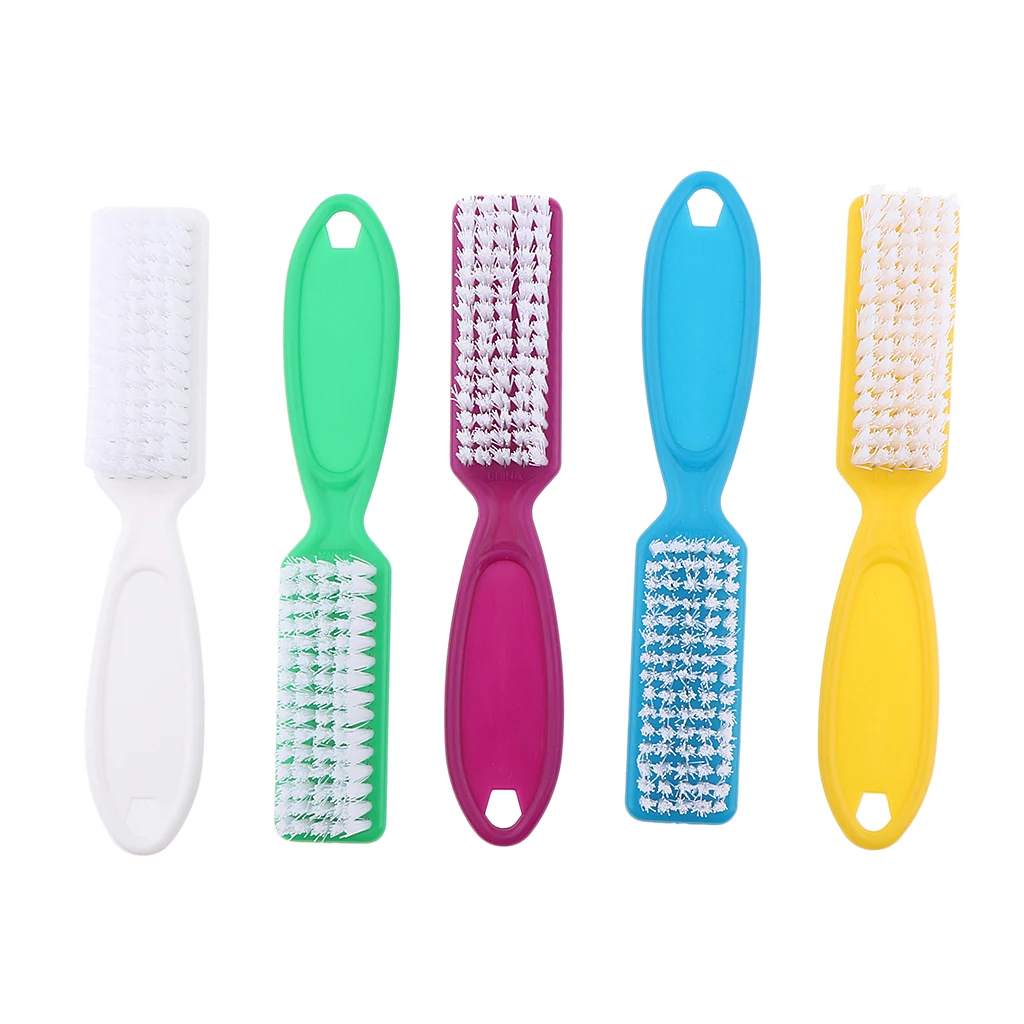5PCS Long Handle Nail Scrub Cleaning Brush Set Nail Dust Cleaning Brush for Toenails and Fingernails Cleaner, Multi-color