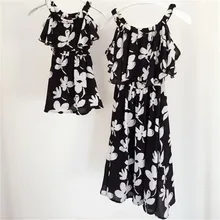 2016 été style fille de mère robes air de famille vêtements mère et fille robe en mousseline de soie babymmclothes maman et moi vêtements