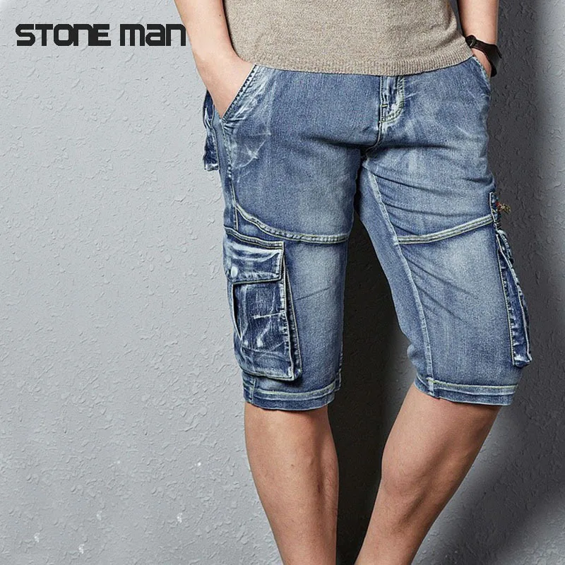 2015 Brand STONE MAN Shorts men's cargo shorts denim shorts male