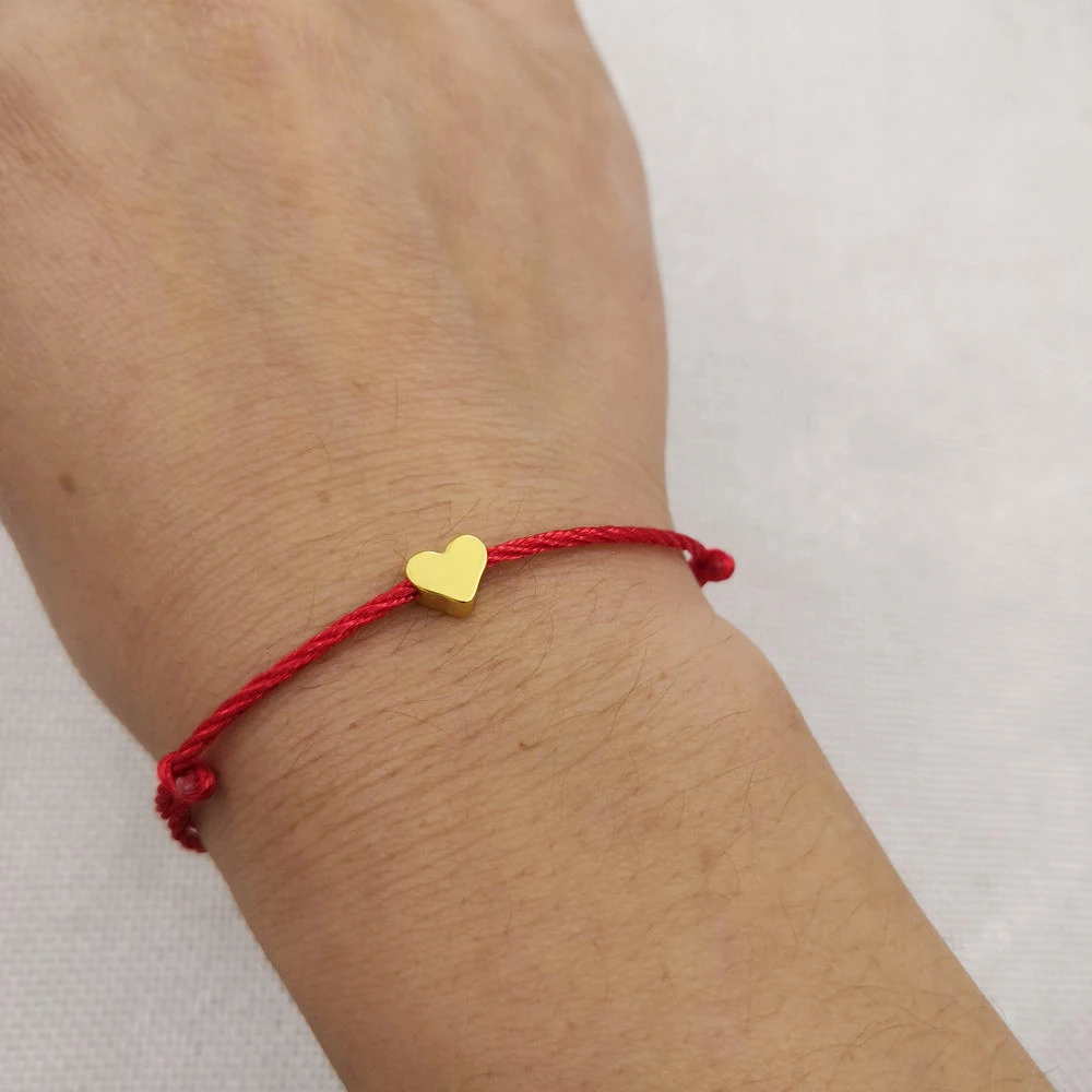 

Gold Color Heart Thread String Bracelet For Women Men Handmade Rope Jewelry Dropshipping