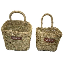 Ручная работа вязаная трава небольшая корзина тканый цветок висячие хранения Настольный Органайзер