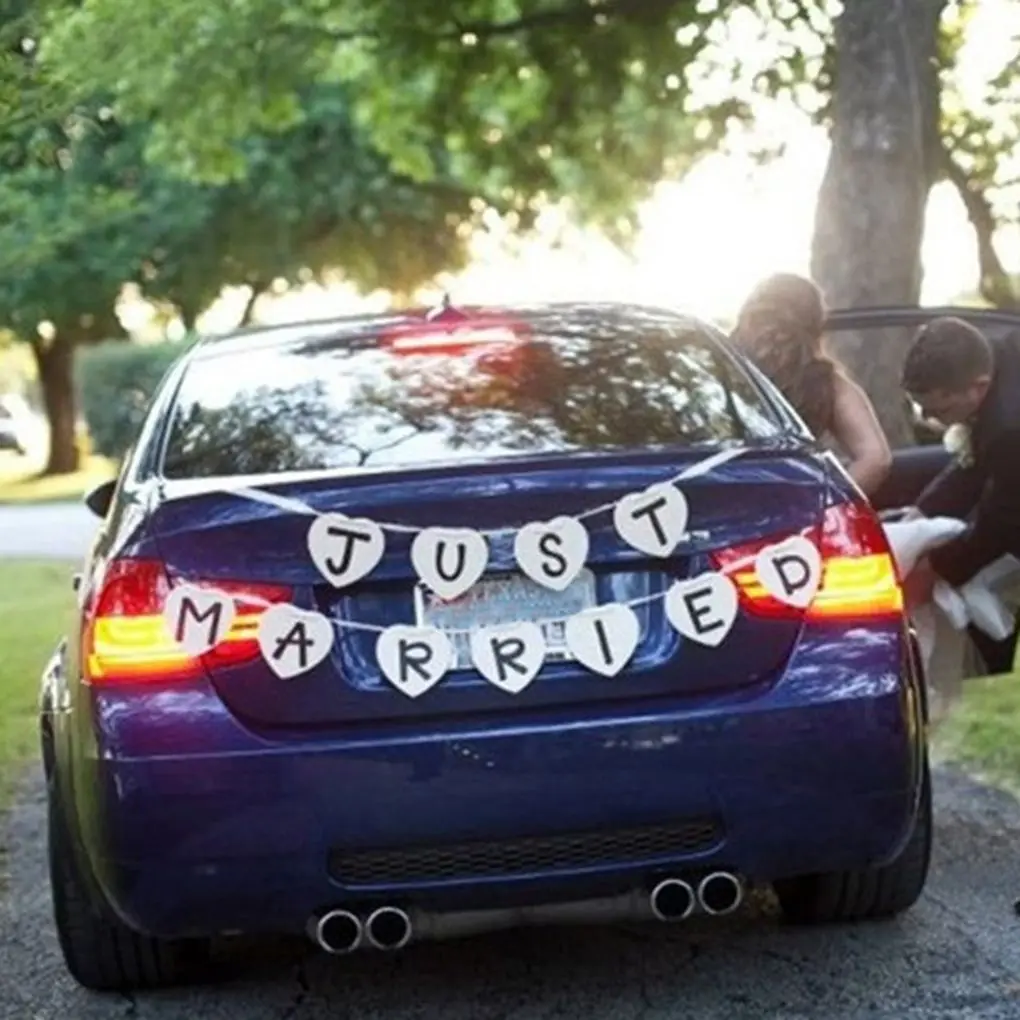 Funny Just Married Wedding Car Cling Decal Sticker Window Banner