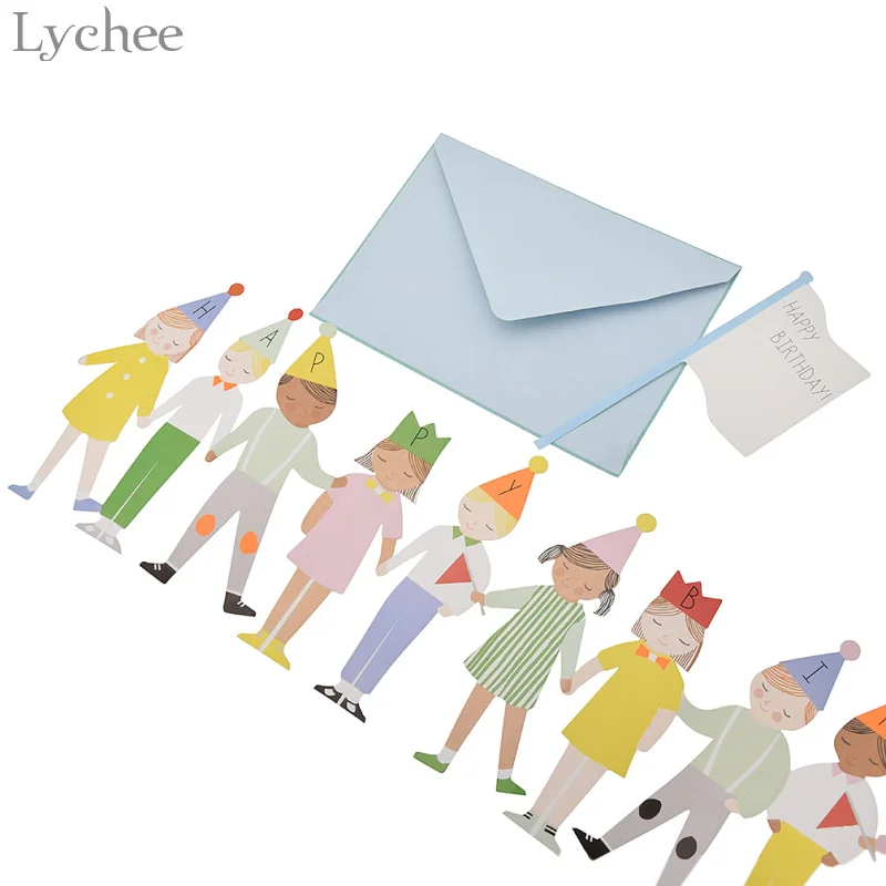  Lychee Life Hand By Hand 3D Happy Birthday Greeting Card Kids Party Gift Invitation Card Party Supp - 32977425415