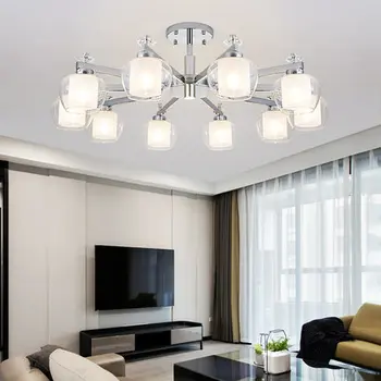 

Modern Chrome Metal Led Chandeliers Lighting Living Room Glass LampShade Led Pendant Chandelier Lights Hanging Lamp For Bedroom