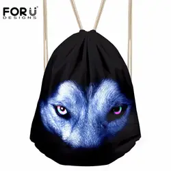 Forudesigns Для Мужчин's Повседневное drawstring сумка животных Волк Средства ухода для век печати рюкзака подросток мини пляжная сумка для детей