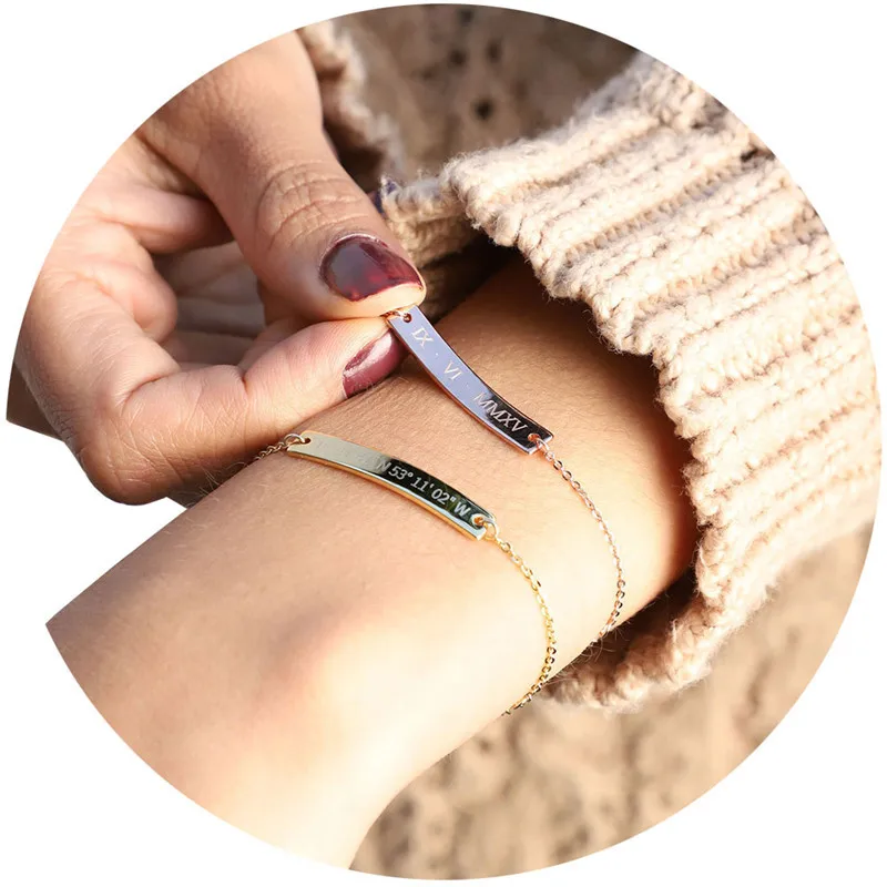 Personalized Bar Bracelet Satinless Steel Custom