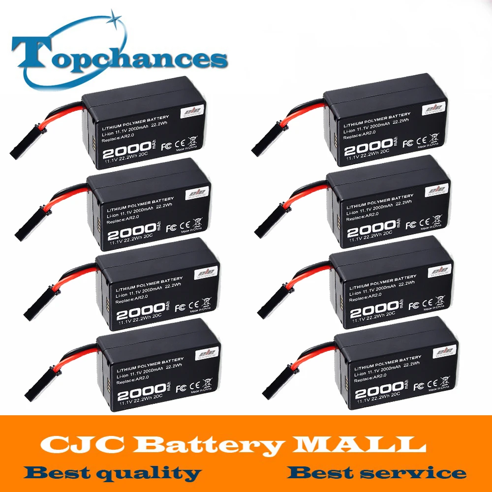 8X High Capacity 2000mAh 11.1V 20C 22.2Wh Powerful Li Polymer Battery