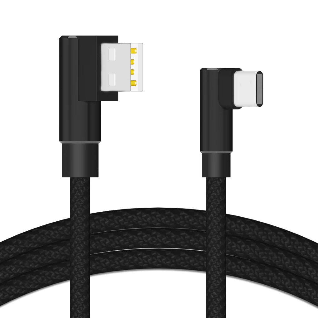

8 Pin Type-C Micro USB 1m Charging Cable Double Elbow USB Cable 2A Sync Data Nylon Woven TPE for Android IOS 1m