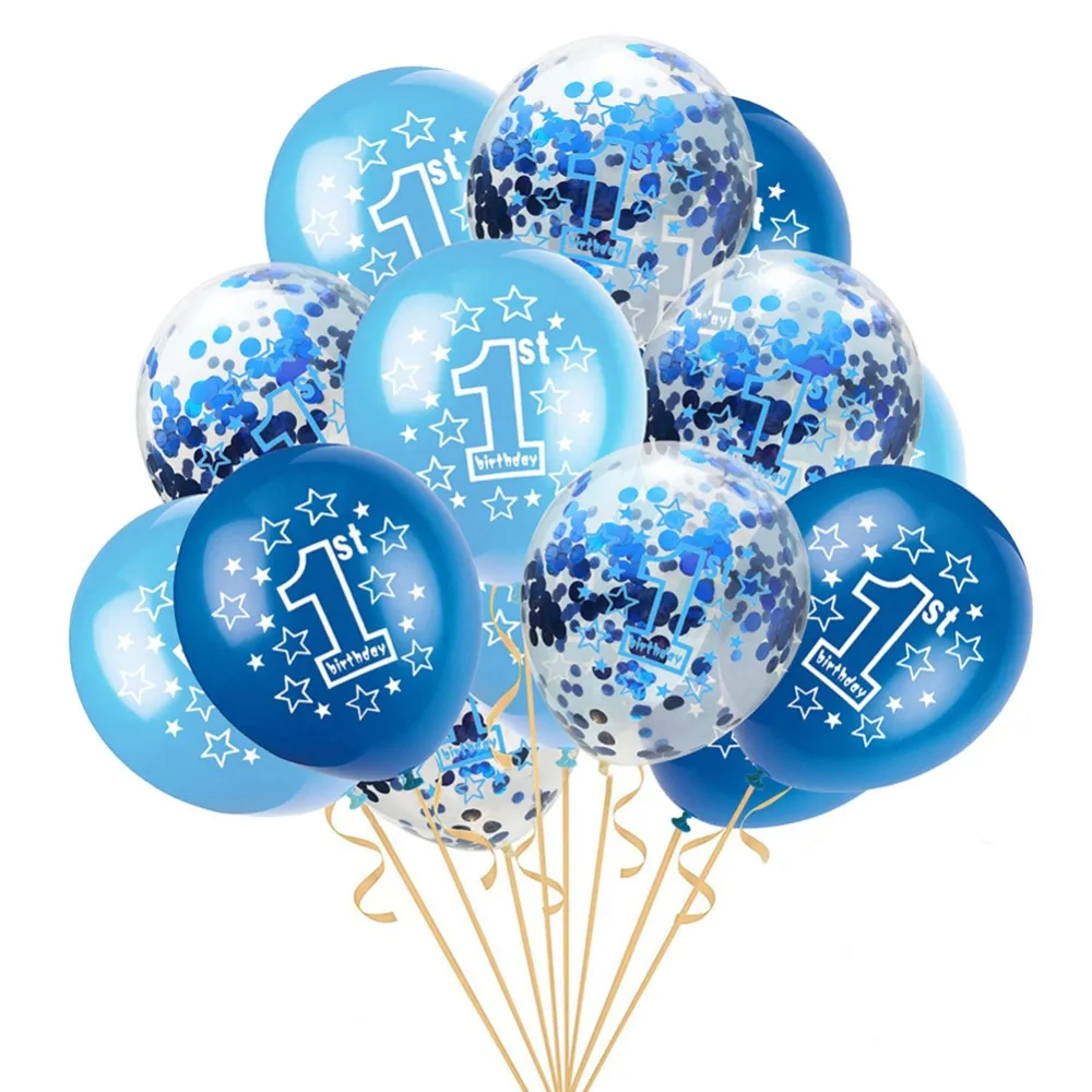 

16pcs Baby Shower Boy Girl Latex Balloons Confetti Happy Birthday Balloon Set Kids 1st Birthday Party Decoration